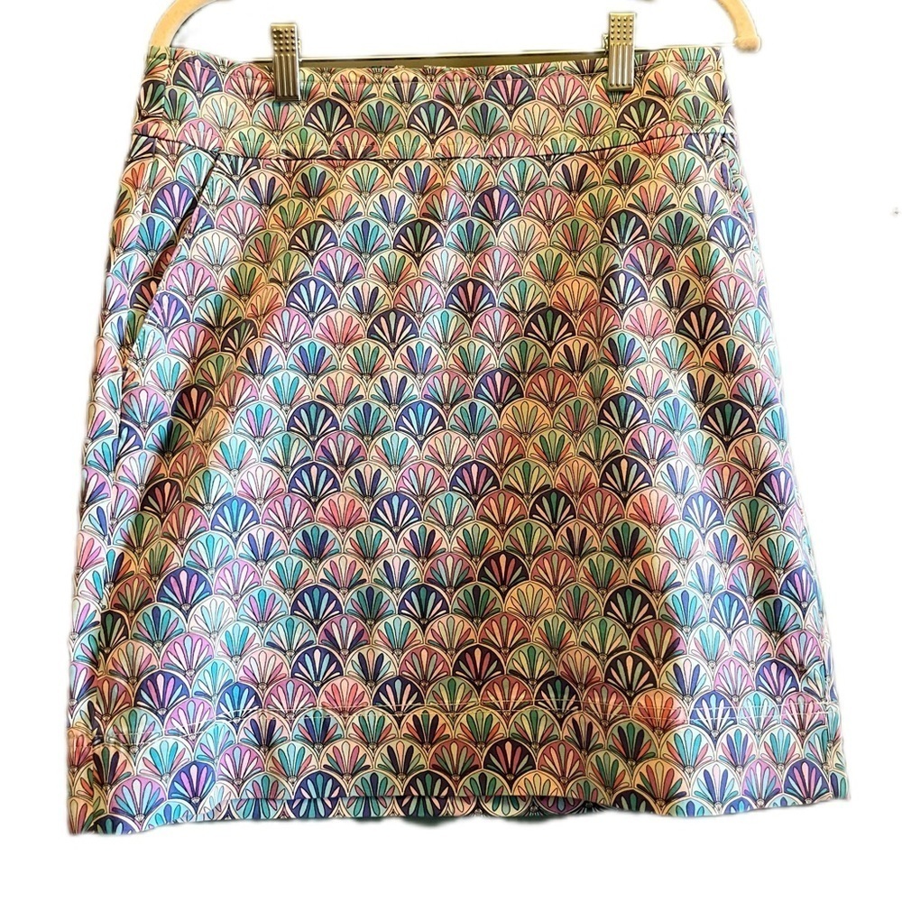 Talbots size 4- pockets/ Art Deco shell pink, purple multi